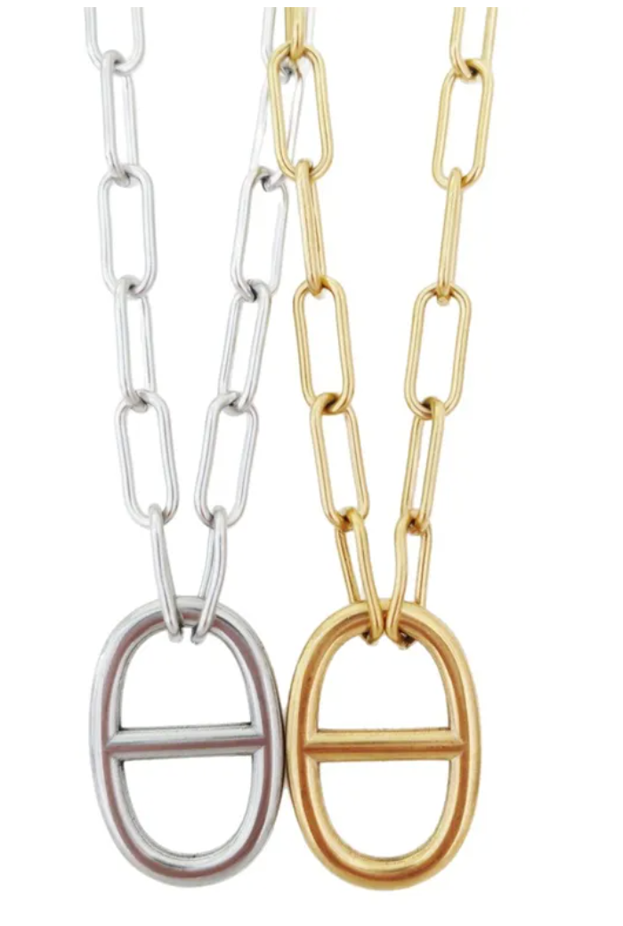 Paperclip oval necklace