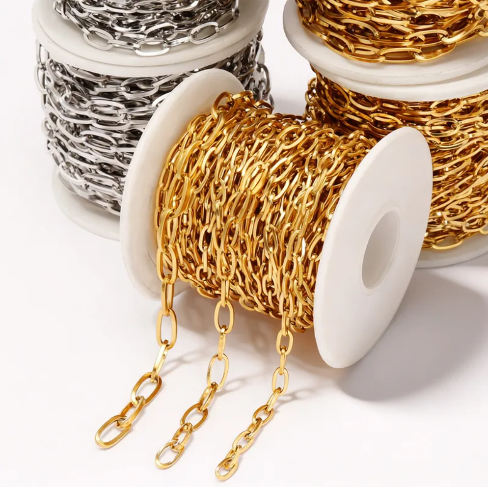 Oval paperclip chain by the meter