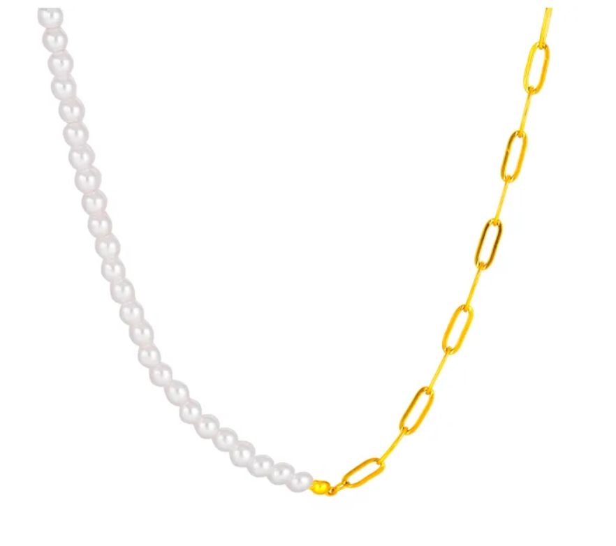 Pearl paperclip necklace
