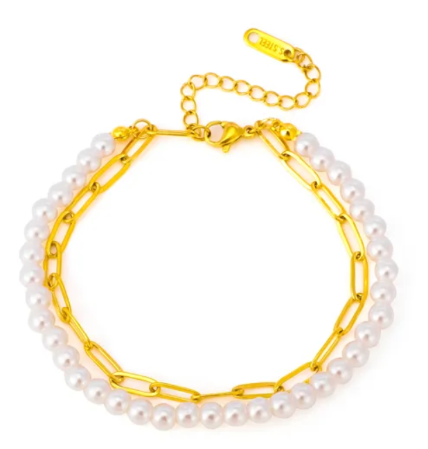 Pearl paperclip bracelet